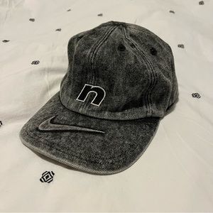 Vintage Nike 3D Swoosh Acid Wash Black Denim SnapBack 90’s Andre Agassi Hat